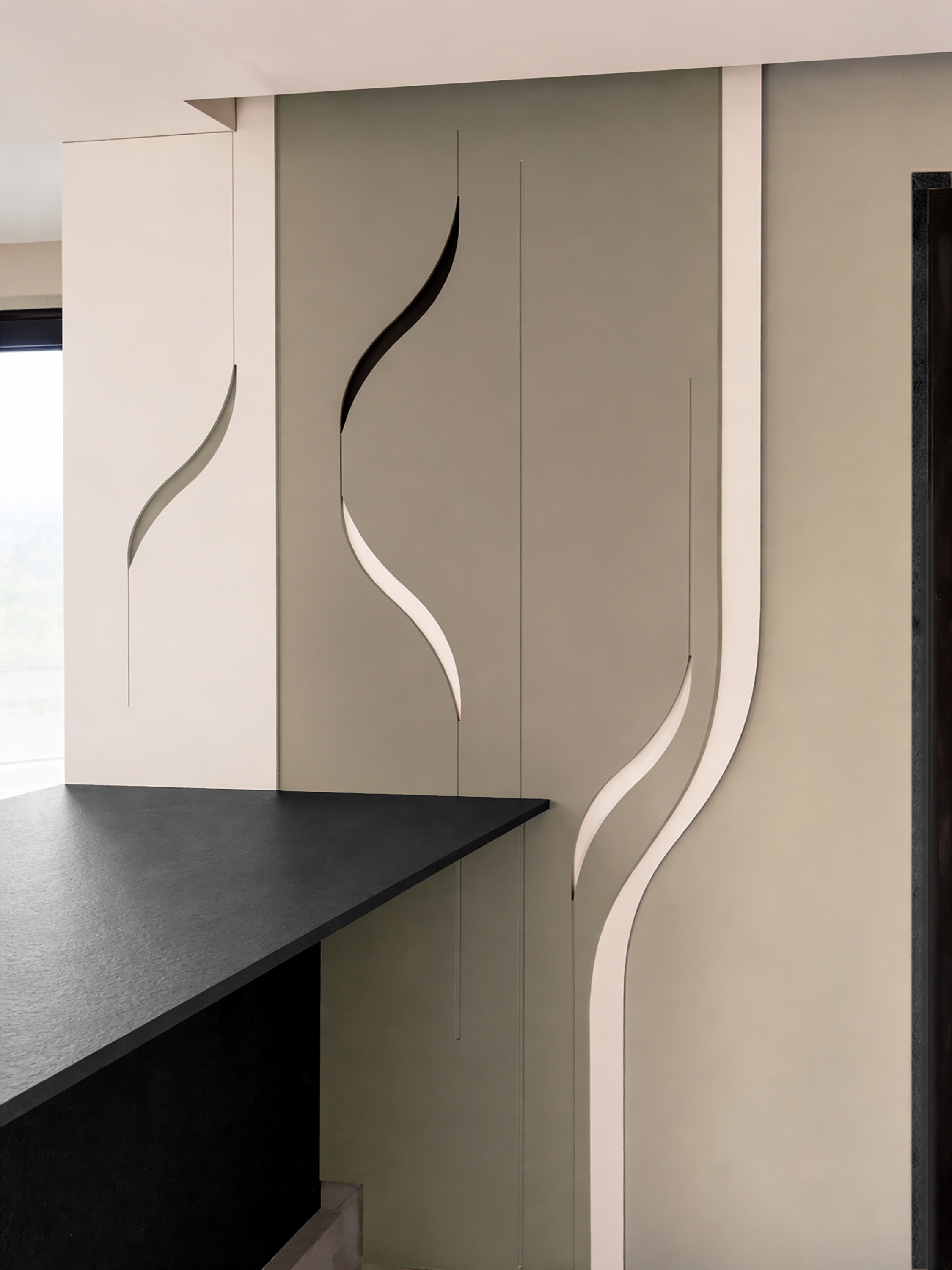 Wall Fluent Curves - Interior design project by Ilia Dabiza - Artistic Elevation